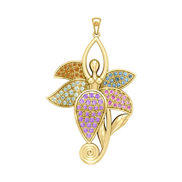 Dancing Lotus Solid Yellow Gold Pendant GPD1557